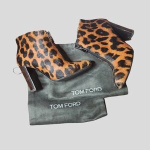 Tom Ford Leopard Ponyhair Zippered Ankle Boots